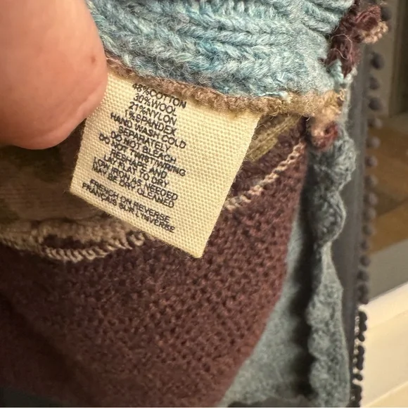 Anthropologie Sleeping on Snow Patchwork Hooded Cape‎ Shawl Rare Sweater Boho - Picture 8 of 14